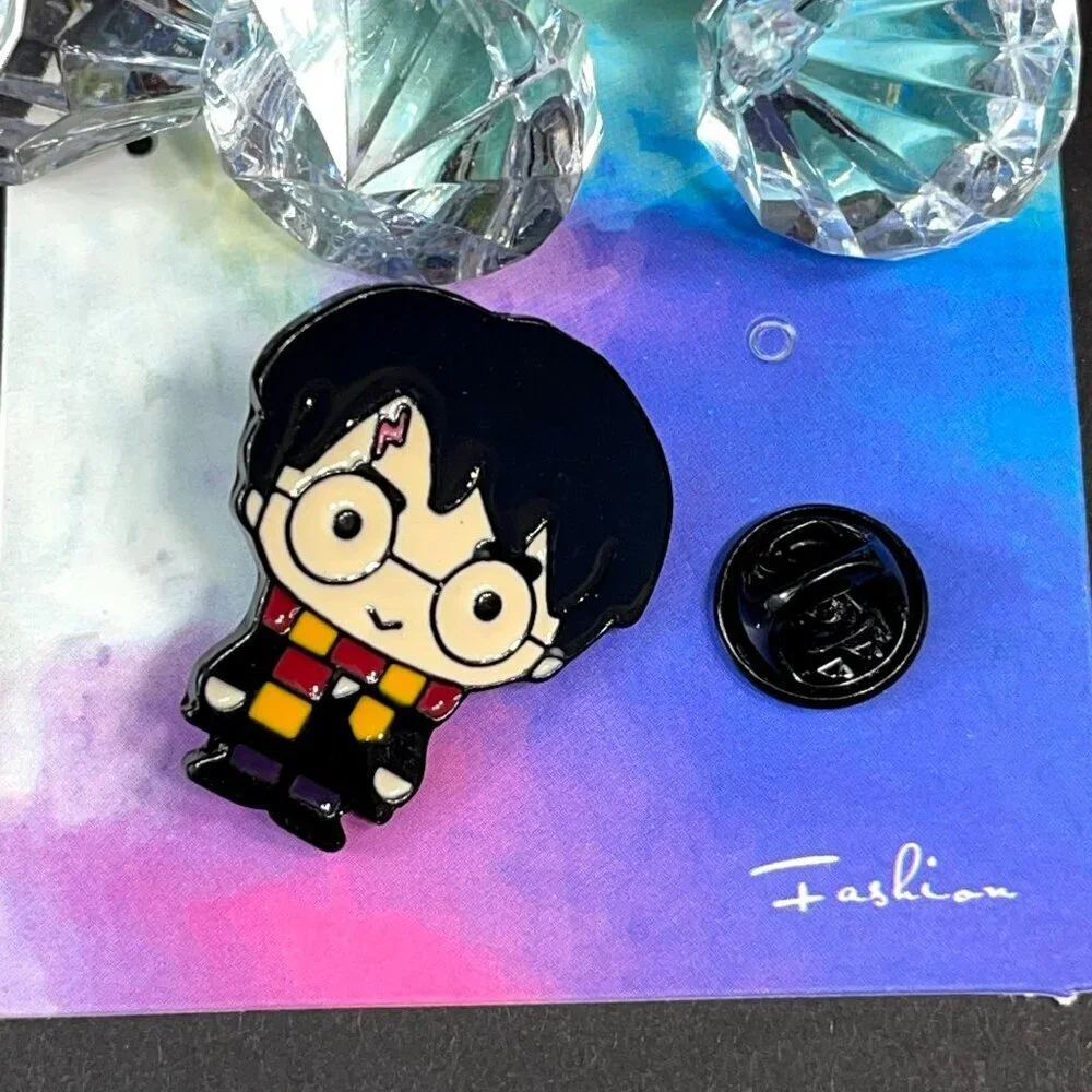 Harry Boy Scarf Lapel Pin Glasses Witch Brooch Jewelry Enamel Pin Accessories
